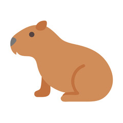 Simple flat illustration of a sitting capybara isolated