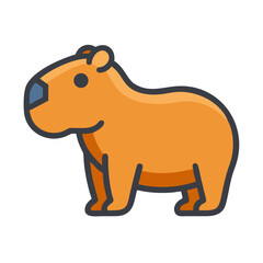 Cartoon capybara illustration on solid background side profile view