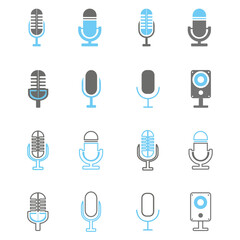 colour icons set of mics