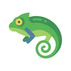 Green chameleon illustration in a flat design style