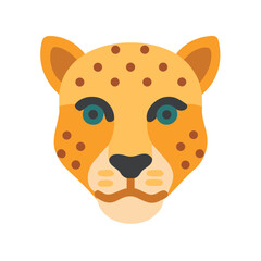 Flat design cheetah head illustration on a black background