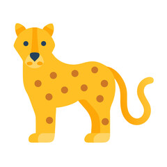 Flat vector illustration of a leopard on black background