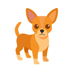 Cute Flat Illustration of a Chihuahua Dog on Black
