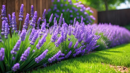 Obraz premium Lavender in the garden. Lilac bush zoomed in. Beautiful natural scenery. Gardening at home.