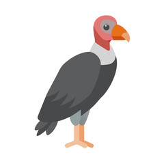 Cartoon vulture with orange beak and dark feathers standing