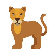 Flat design illustration of a lion on black background