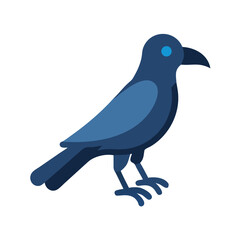 Stylized blue raven on a black background illustration