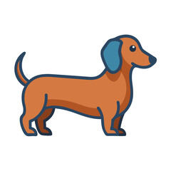 Flat graphic of a dachshund against a black background