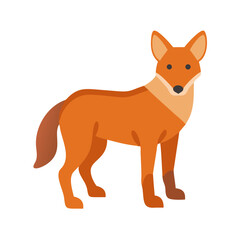 Flat style depiction of a fox standing alert
