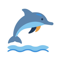 Fototapeta premium Playful dolphin jumping over water graphic icon illustration