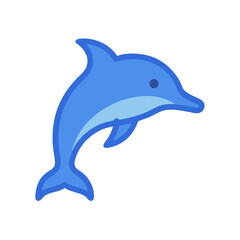 Blue dolphin jumping on a black background illustration style