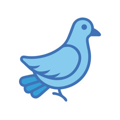 Iconic blue dove illustration on black background with simple style