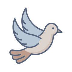 Dove icon in flight with soft color palette