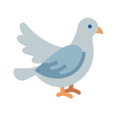 Flat Illustration of a Gray Dove with Black Background