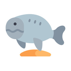 Cartoon fish flat illustration with background in black color