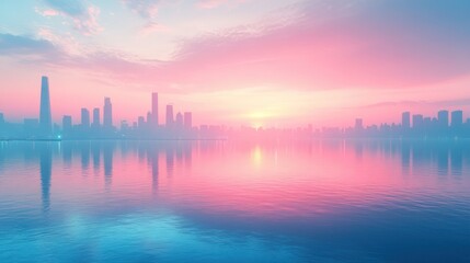 Fototapeta premium Misty Sunrise Cityscape