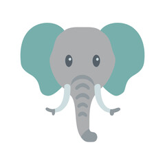Cartoon Elephant Head Illustration on Black Background, Cute Design