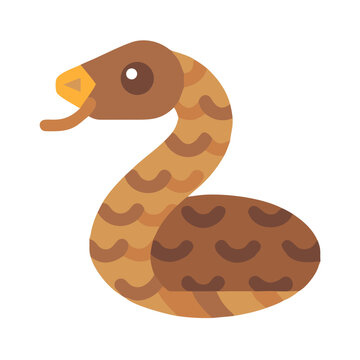 Flat vector illustration of a brown snake on black
