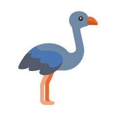 Simple flat illustration of a blue bird on black