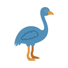 Stylized blue bird cartoon against a stark black background