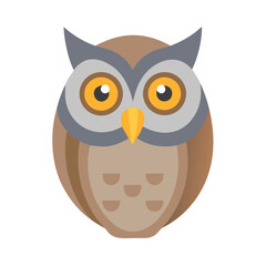 Flat illustration of an owl against a black background