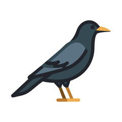 Stylized crow illustration on black background in modern design