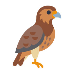 Flat vector illustration of hawk on black solid background