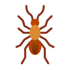 Flat design brown ant illustration on a black backdrop