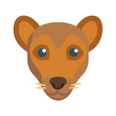 Cute lemur face flat vector illustration on black background