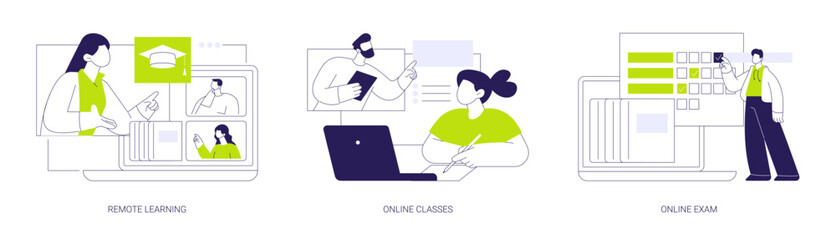Distance educational process isolated cartoon vector illustrations se