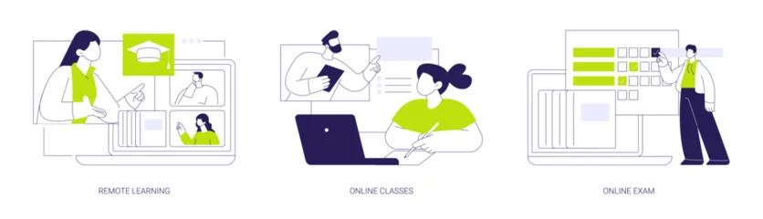 Gordijnen Distance educational process isolated cartoon vector illustrations se © Visual Generation