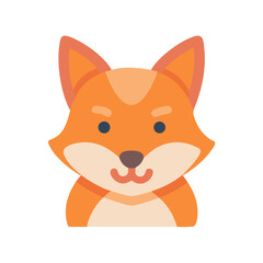 Orange fox face illustration in flat vector style