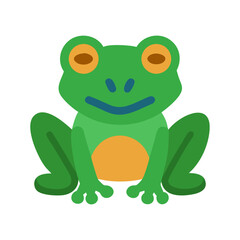 Cute green cartoon frog illustration on black background