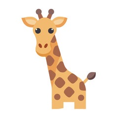 Fototapeta premium Cute giraffe cartoon character on black background stock image