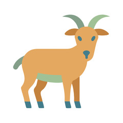 Illustrated goat graphic in simple vector style on black