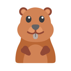 Cartoon illustration of a cute beaver on black background