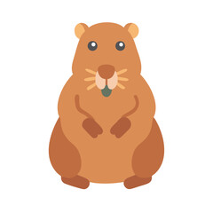 Cartoon groundhog character with flat design and soft tones