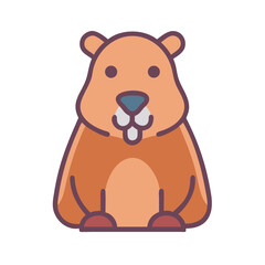 Stylized cartoon groundhog illustration isolated against a black background