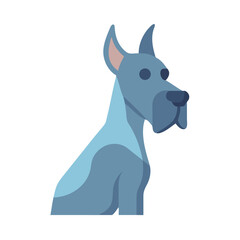 Flat graphic illustration of a blue Great Dane dog