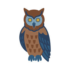 Stylized cartoon owl isolated on black background illustration