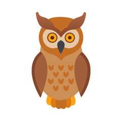 Stylized cartoon owl illustration in brown and orange tones