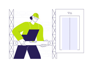 Fototapeta na wymiar Elevator installation abstract concept vector illustration.