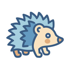 Stylized hedgehog illustration on black background, isolated, simple design