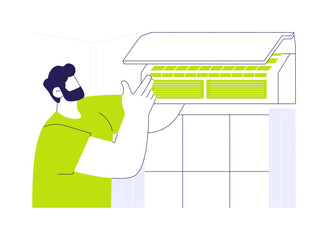 Air conditioning installation abstract concept vector illustration.