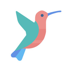 Stylized hummingbird illustration with flat design on black background