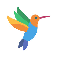 Fototapeta premium Vibrant Geometric Hummingbird Icon on Black Background for Branding