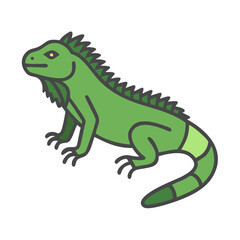 Green iguana illustration on a black background stock image