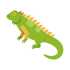 Stylized Green Iguana Vector Illustration on a Black Background