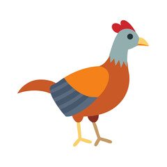 Flat vector illustration of a chicken against black background
