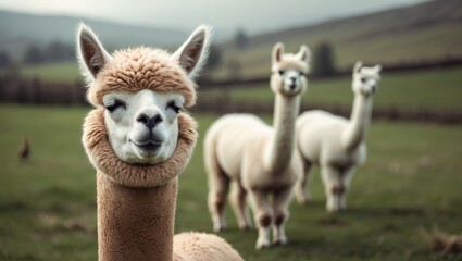 Obraz premium Wildlife and Eco Tourism: Alpacas on a Oregon Farm